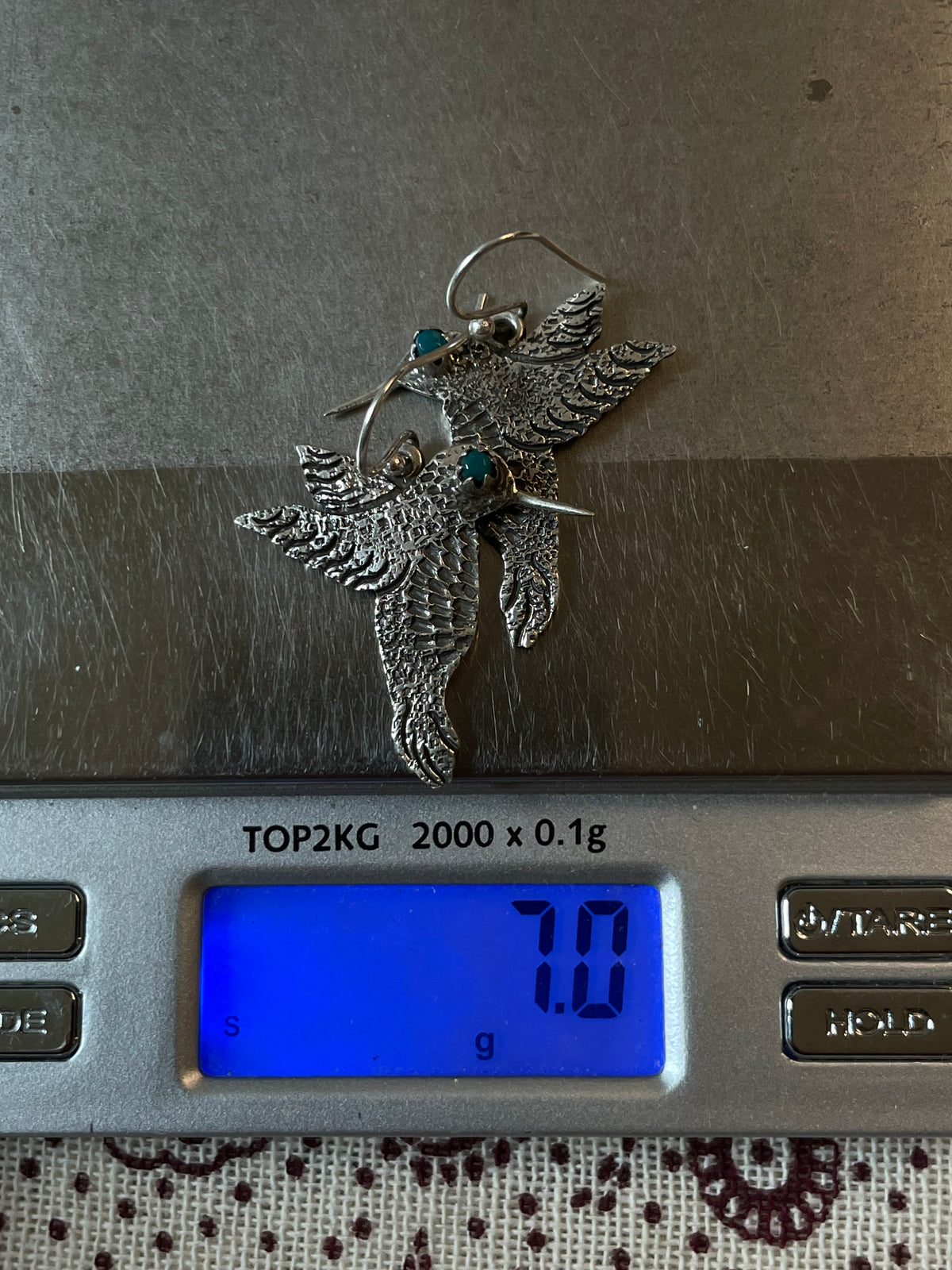 Turquoise Hummingbird Earrings | 925 Sterling Silver Hooks E374