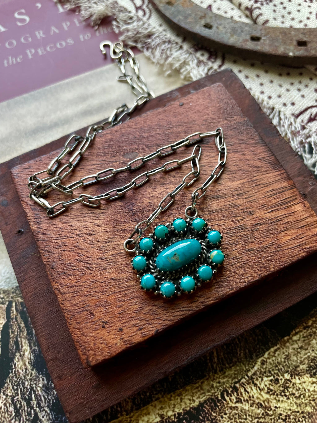 Kingman Turquoise Cluster Necklace | 925 Sterling Silver D198