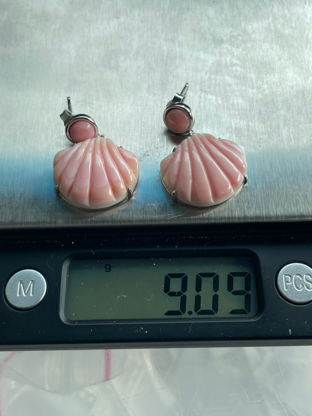 Pink Conch Shell Dangle Earrings | 925 Sterling Silver B617