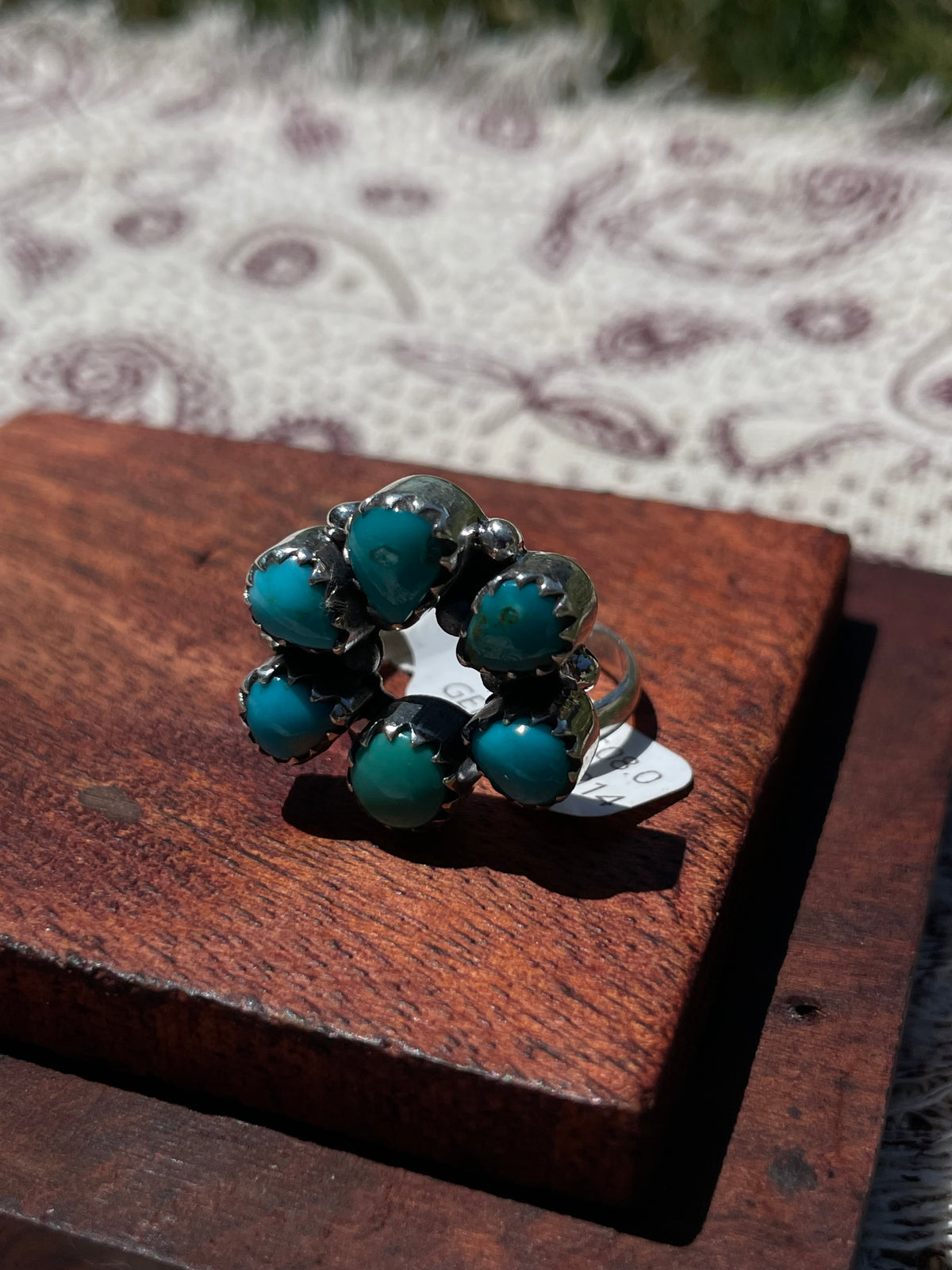 Turquoise Cluster Ring Size 8 | 925 Sterling Silver D297