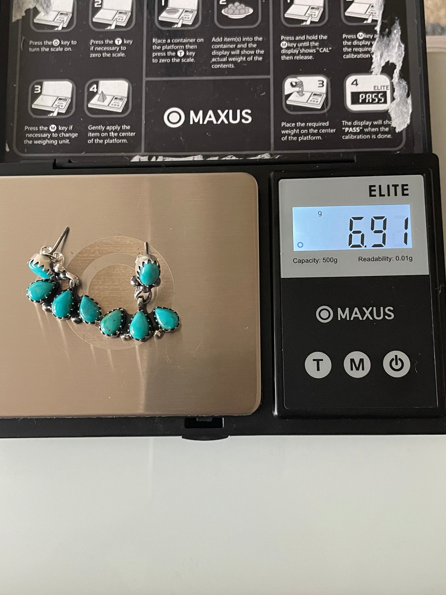 Kingman Turquoise Earrings | Teardrop Fan Stud E656