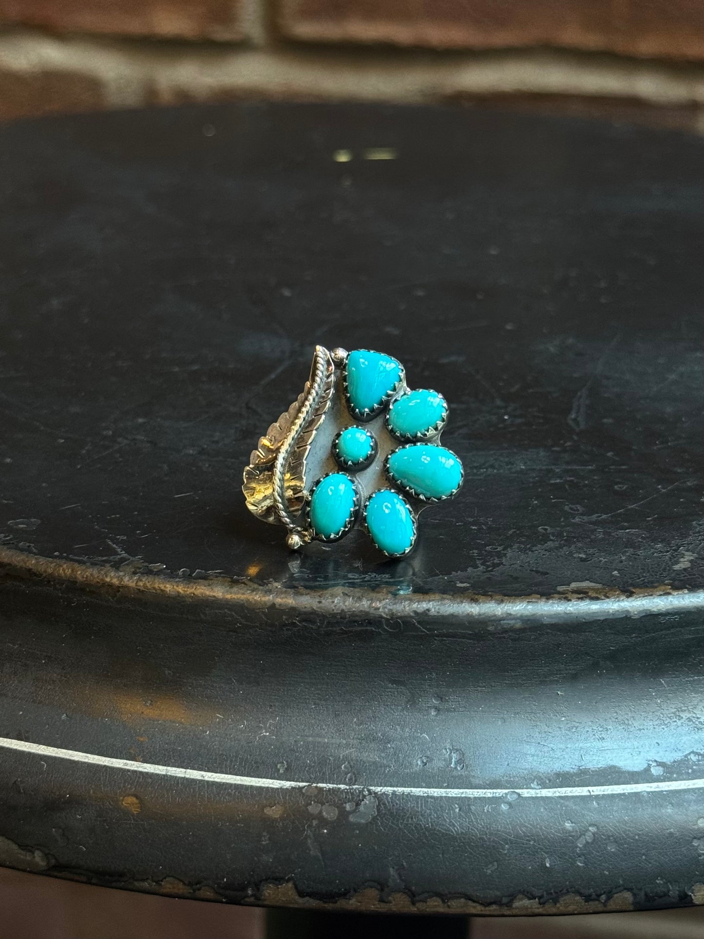 Kingman Turquoise Feather Ring | Sterling Silver | Size 7 | C139