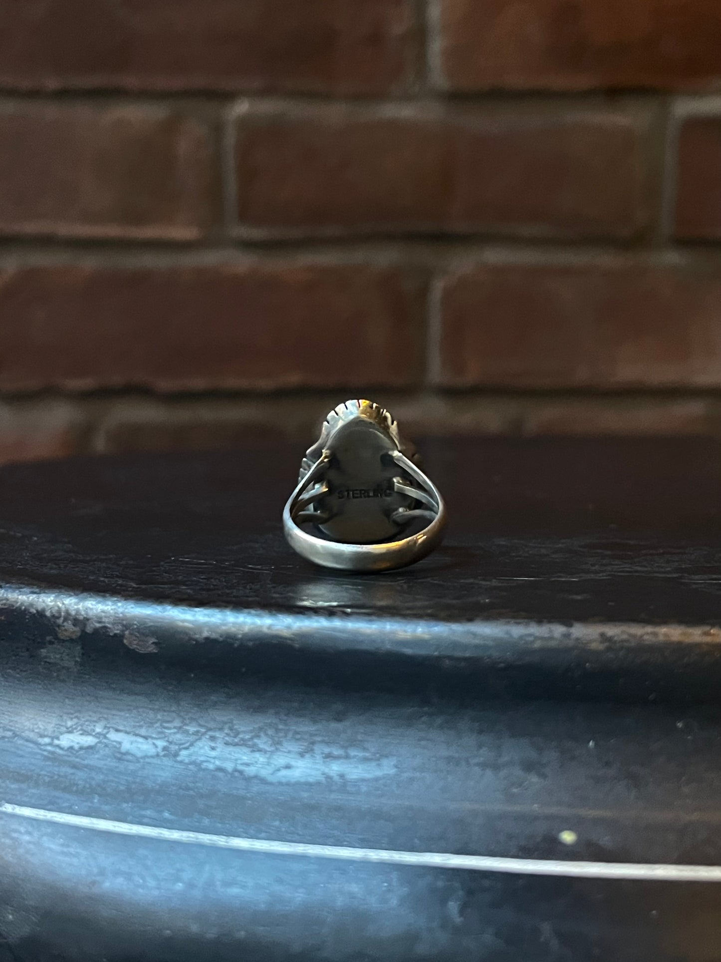 Orange Spiny Oyster Teardrop Ring Size 8 | 925 Sterling Silver E426