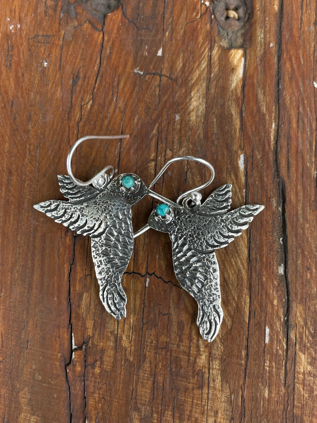 Kingman Turquoise Hummingbird Dangle Earrings | 925 Sterling Silver B966