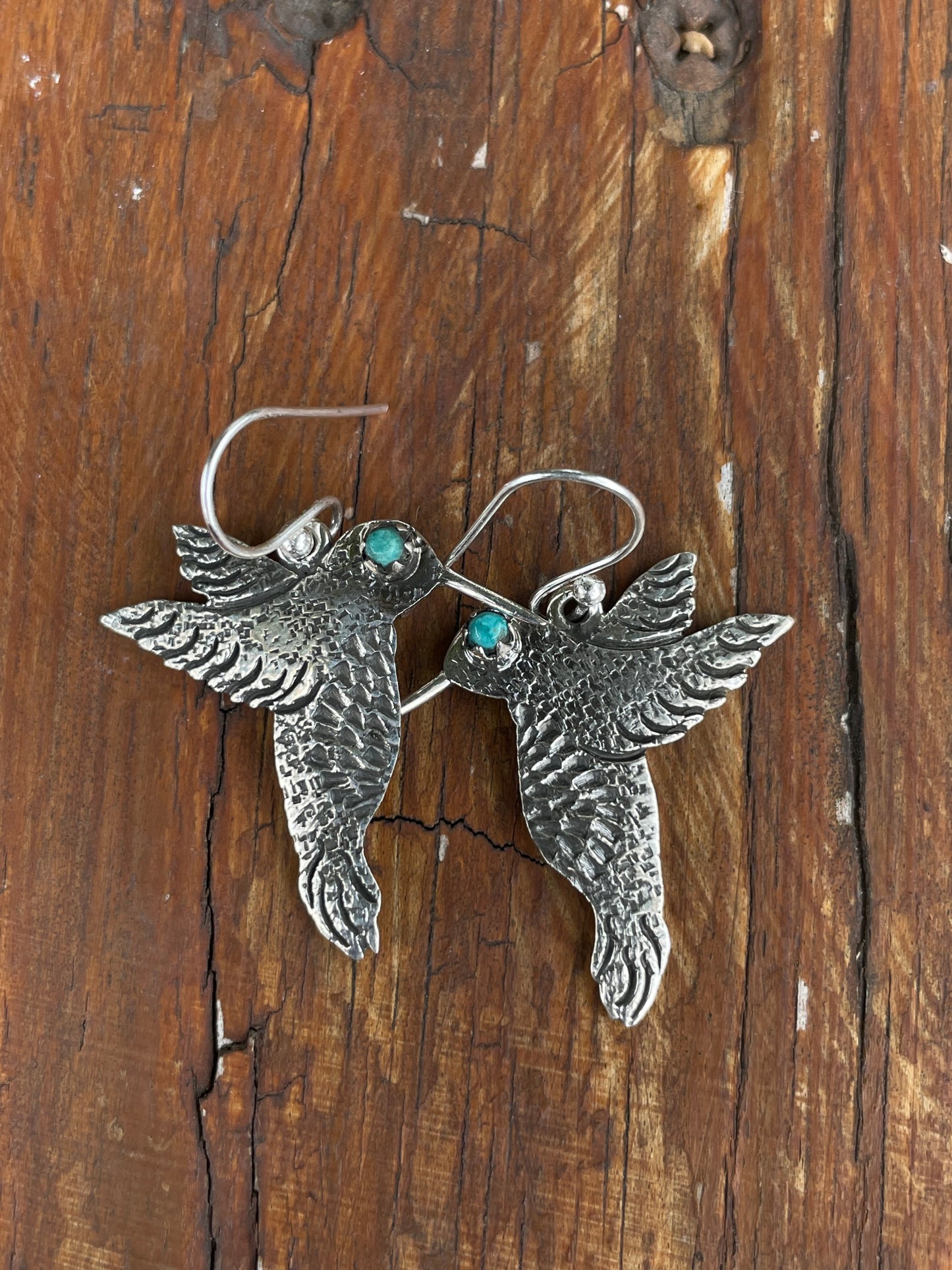 Kingman Turquoise Hummingbird Dangle Earrings | 925 Sterling Silver B966