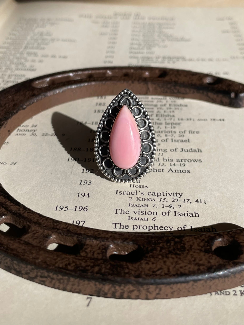 Pink Conch Teardrop Ring Size 7 | 925 Sterling Silver G760