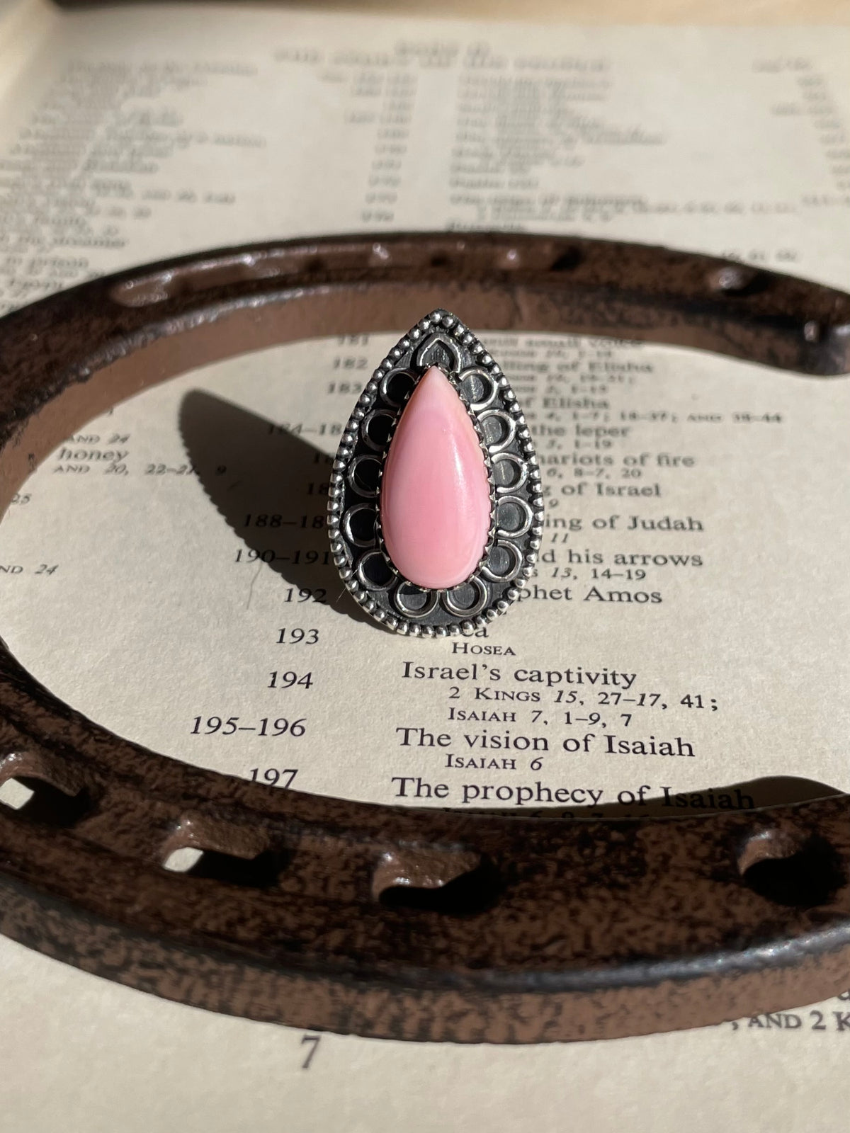 Pink Conch Teardrop Ring Size 7 | 925 Sterling Silver G760