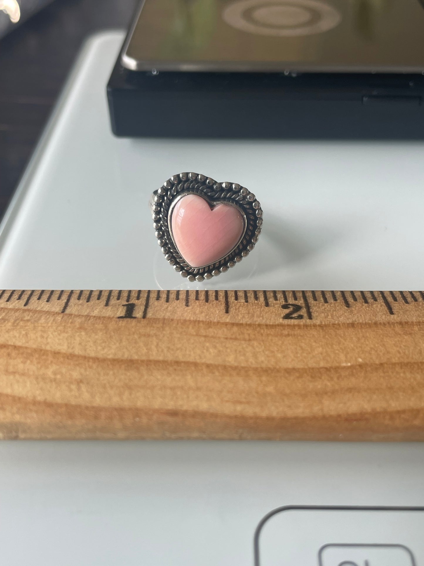 Pink Conch Heart Ring Size 9 | 925 Sterling Silver G120