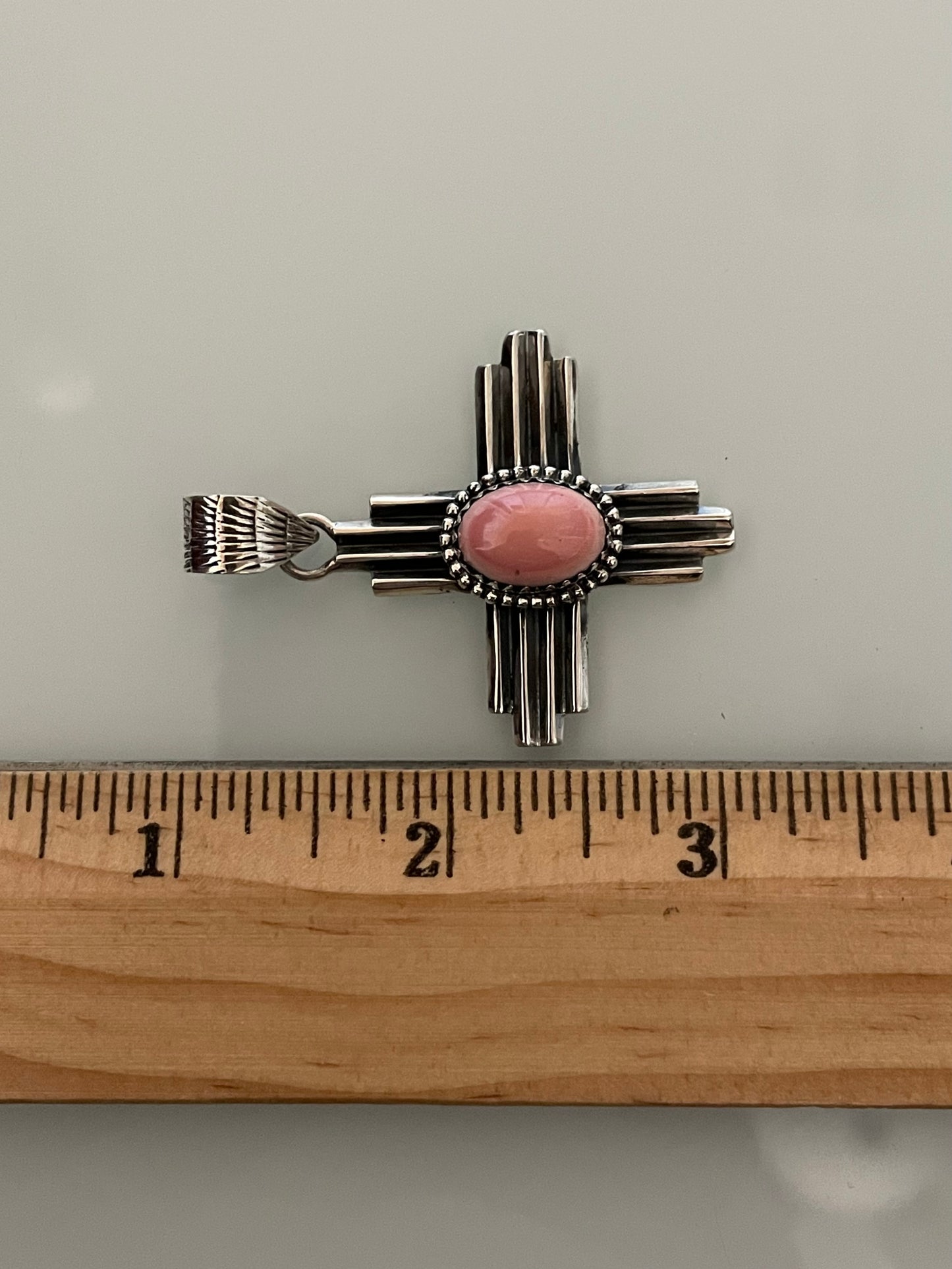 Pink Conch Cross Pendant | 925 Sterling Silver E236