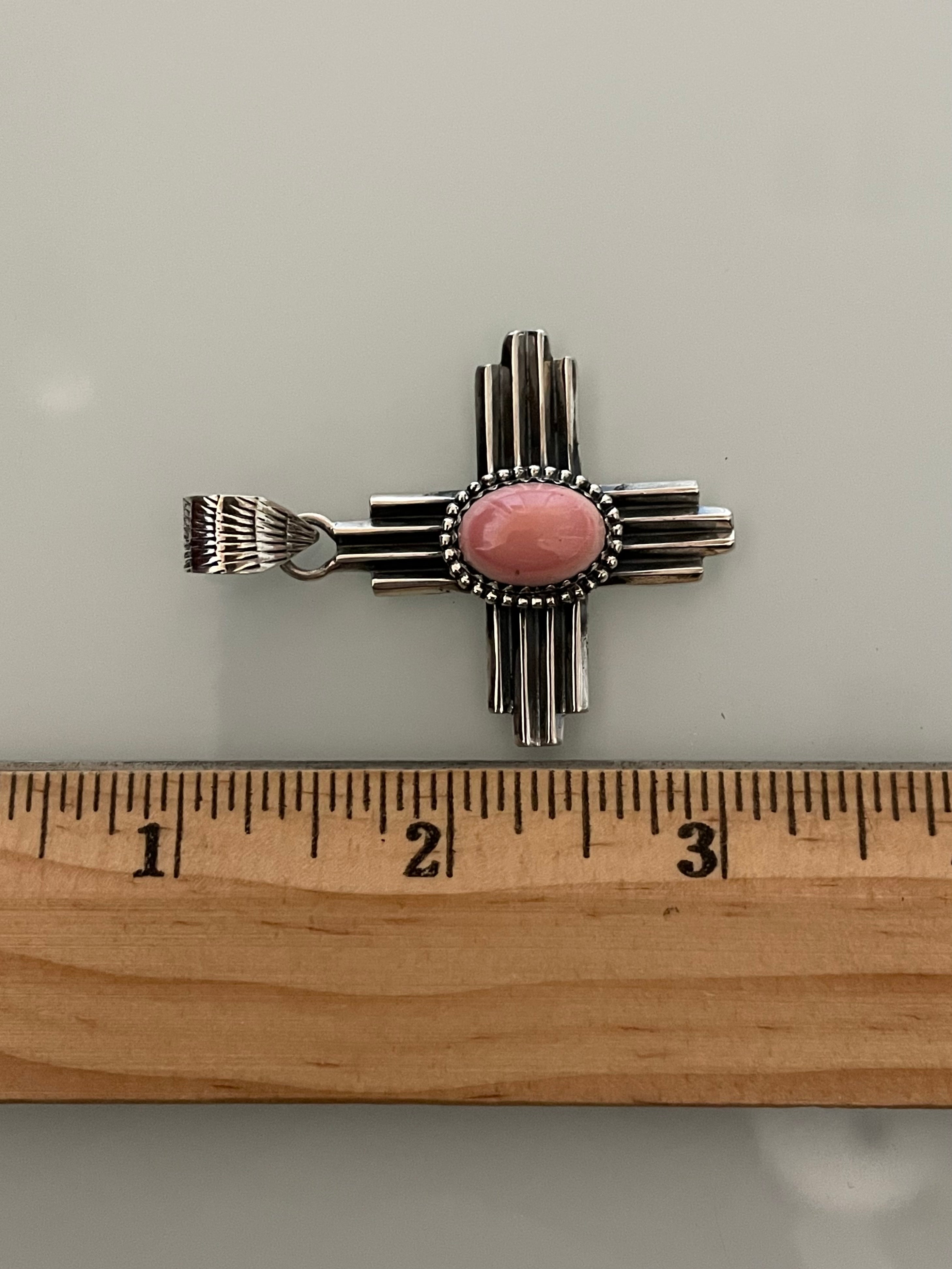 Pink Conch Cross Pendant | 925 Sterling Silver E236