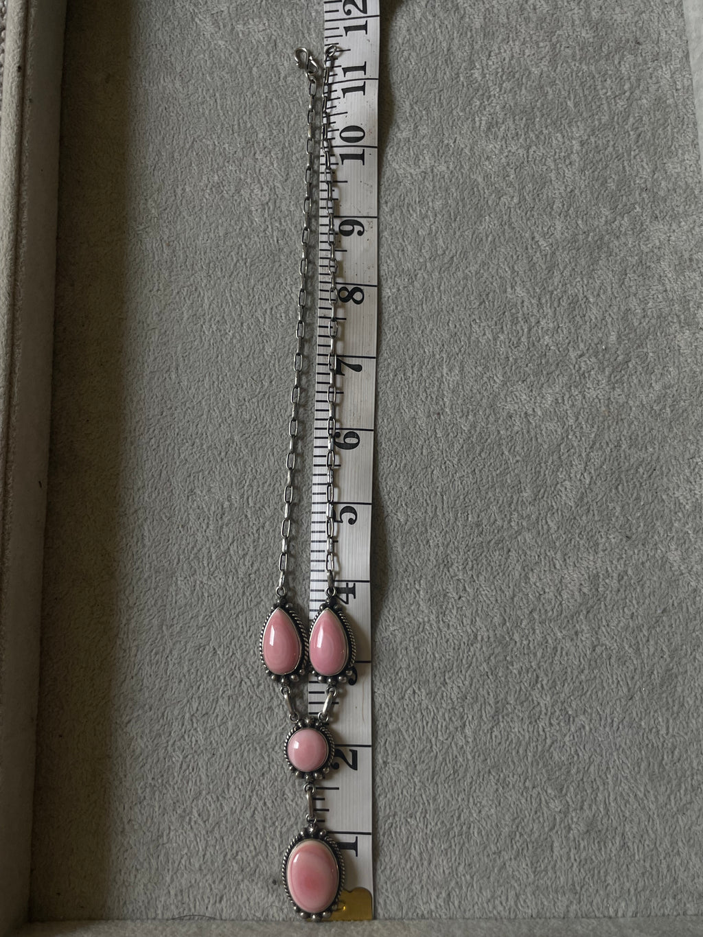 Pink Conch Lariat Necklace | 925 Sterling Silver D238