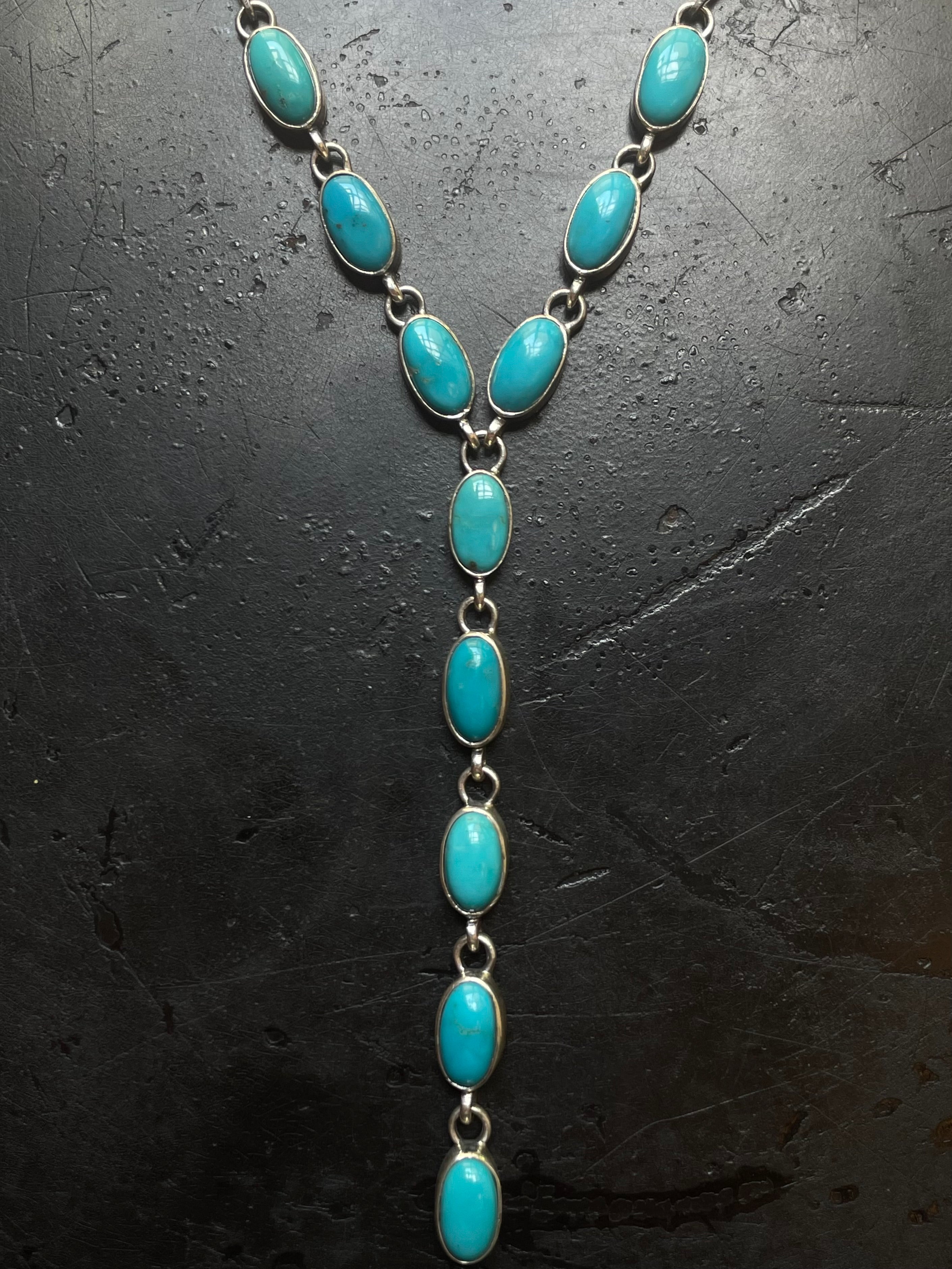 Kingman Turquoise Drop Lariat Necklace | 925 Sterling Silver G597