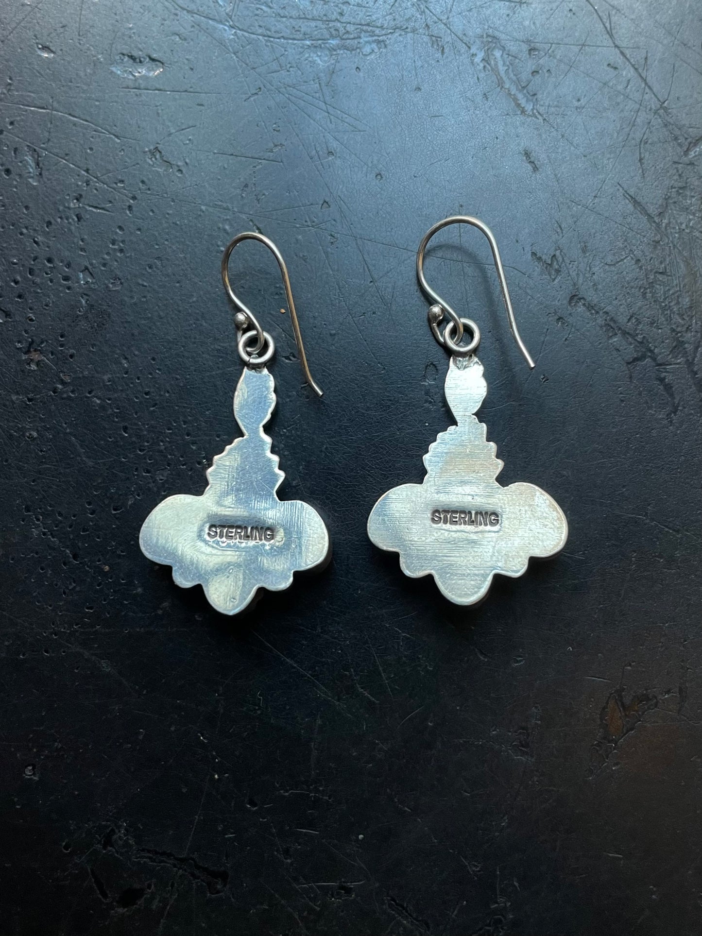 Kingman Turquoise Triple Stone Dangle Earrings | Sterling Silver E948