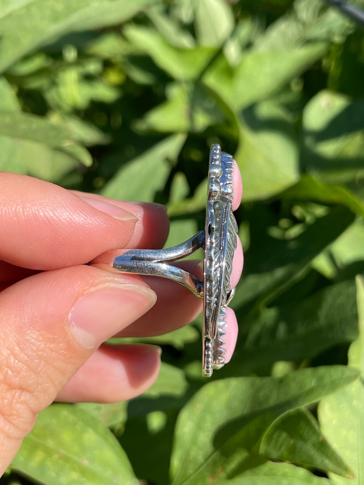 Pink Conch Leaf Design Ring | 925 Sterling Silver | Size 7 B332