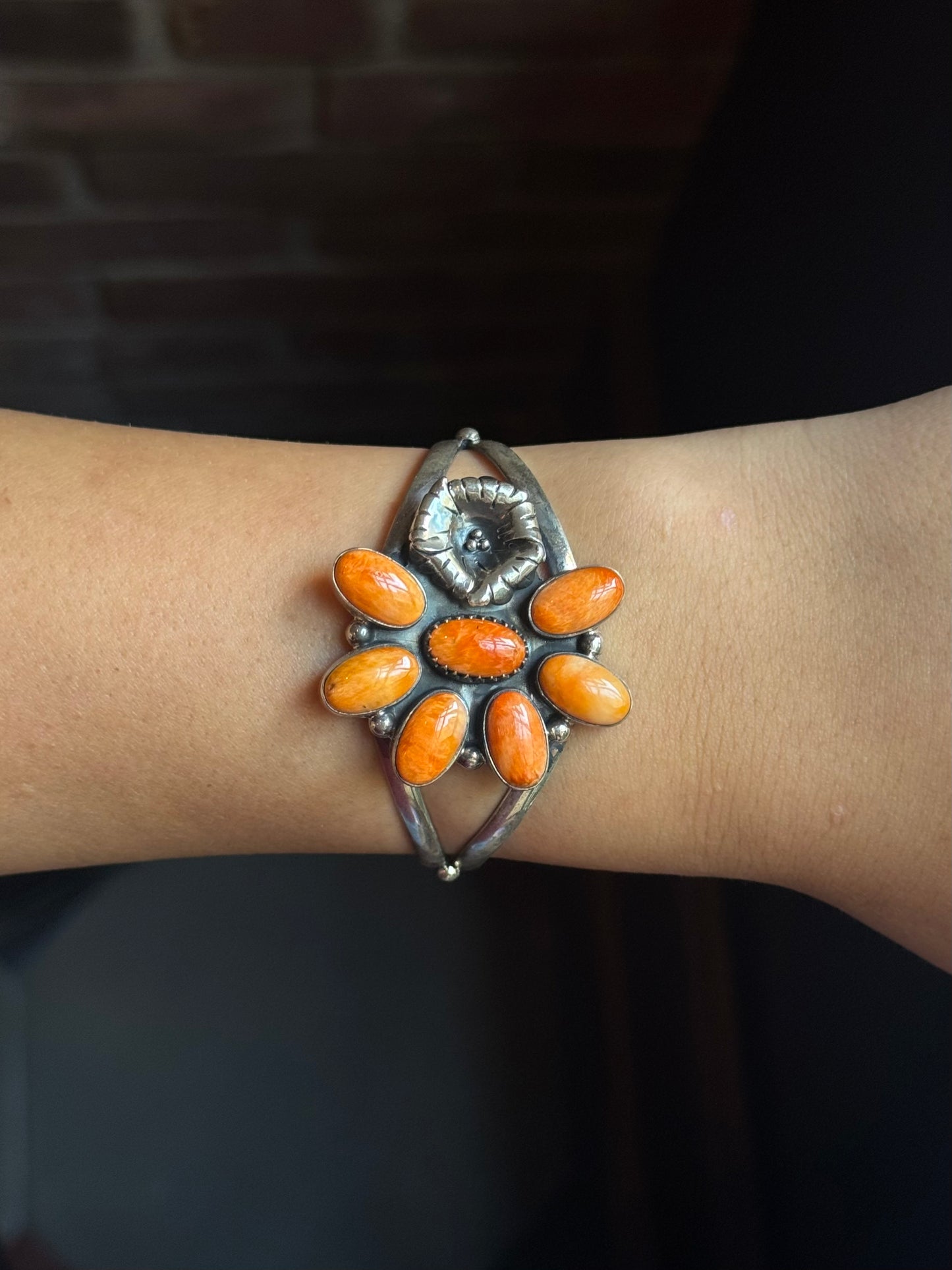 Spiny Oyster Flower Cuff Bracelet | 925 Sterling Silver | C297