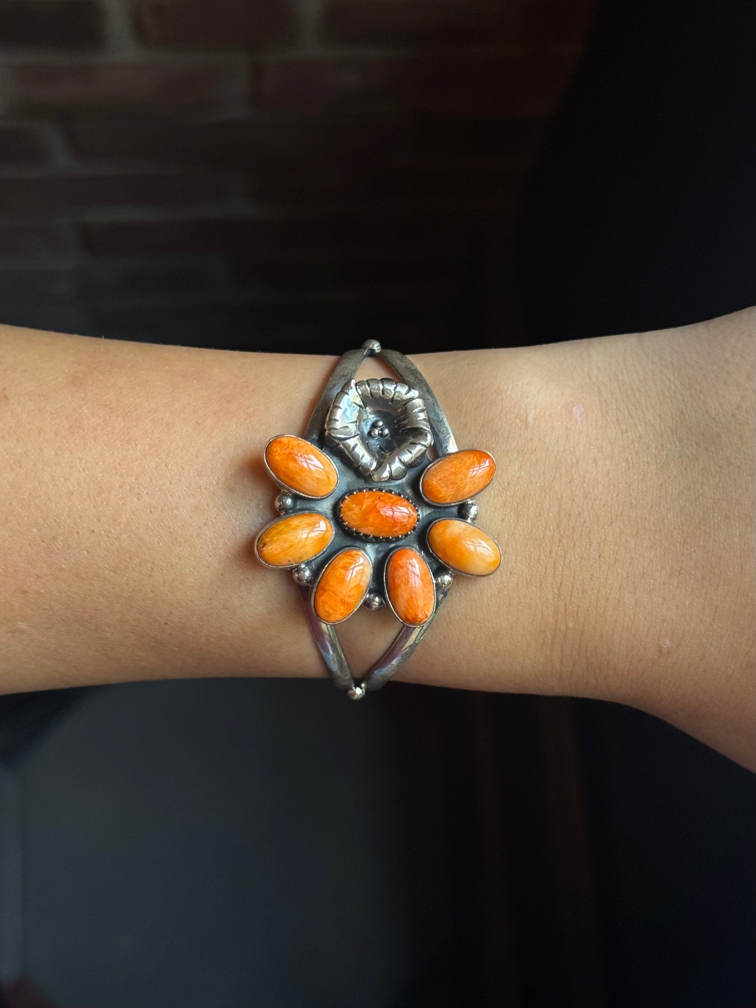 Spiny Oyster Flower Cuff Bracelet | 925 Sterling Silver | C297