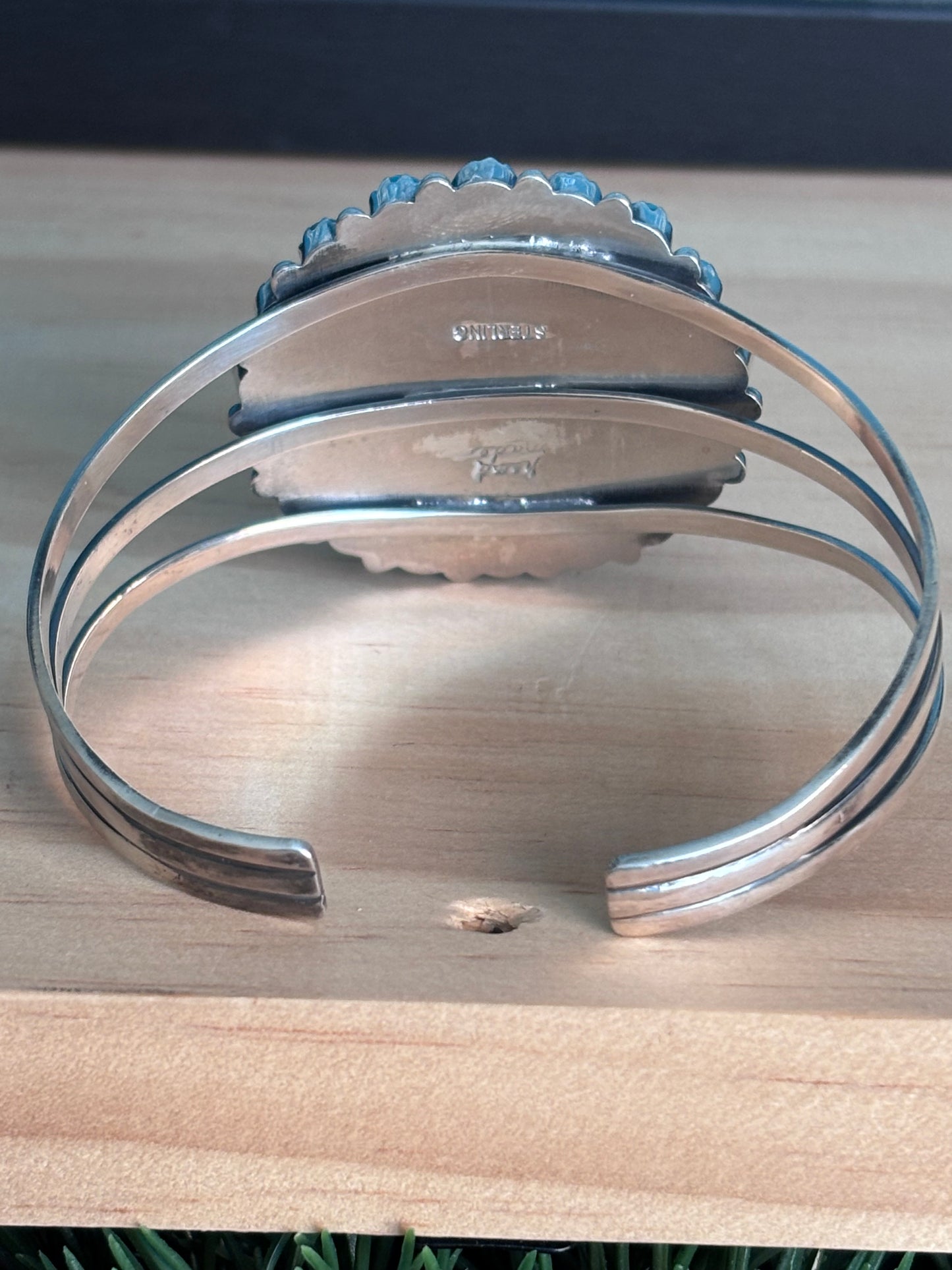 Kingman Turquoise Cluster Cuff Bracelet | 925 Sterling Silver