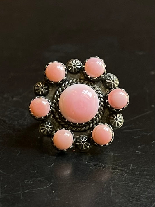 Pink Conch Flower Ring Size 8 | Sterling Silver E918
