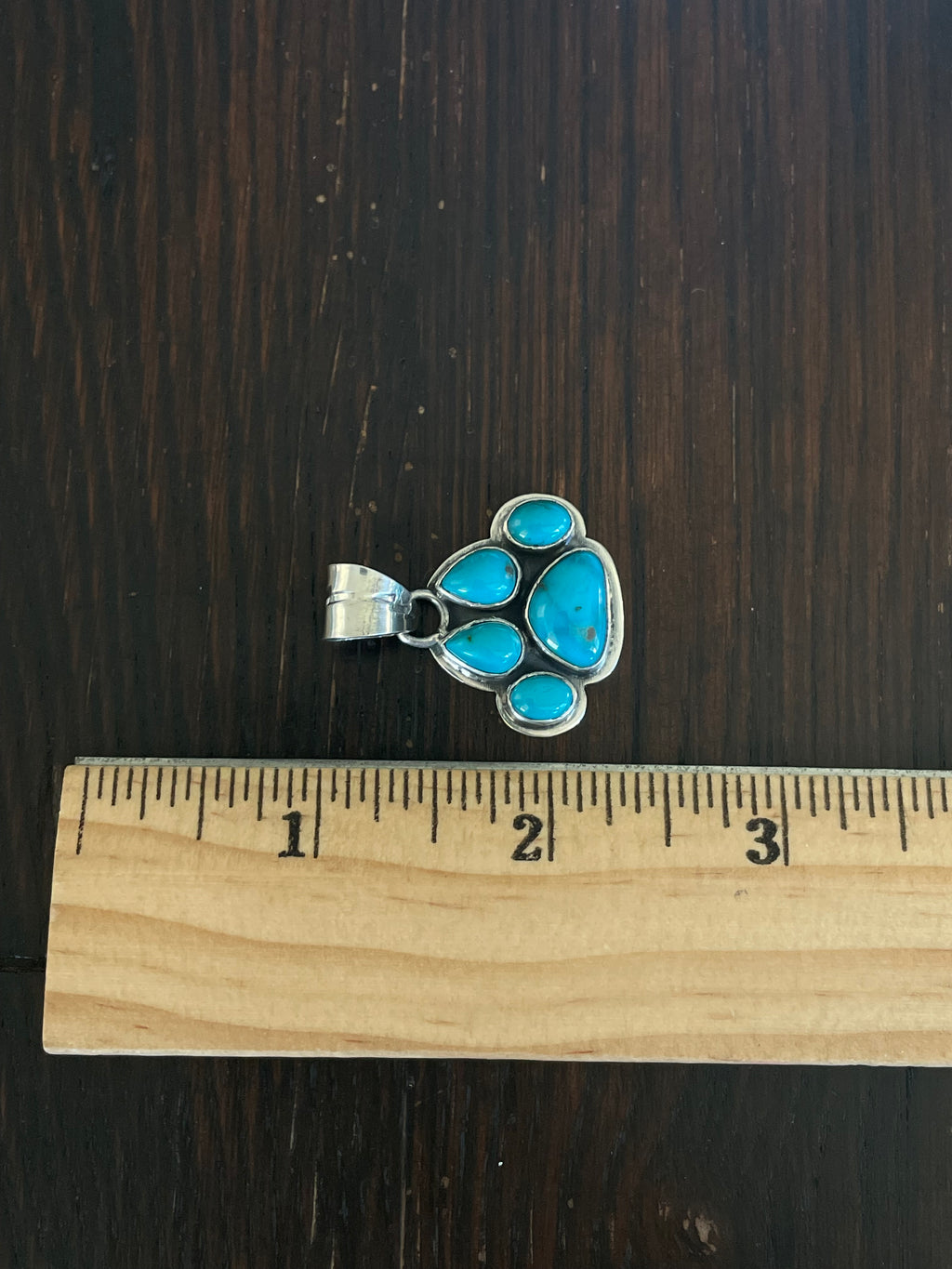 Turquoise Paw Print Pendant | Sterling Silver E707