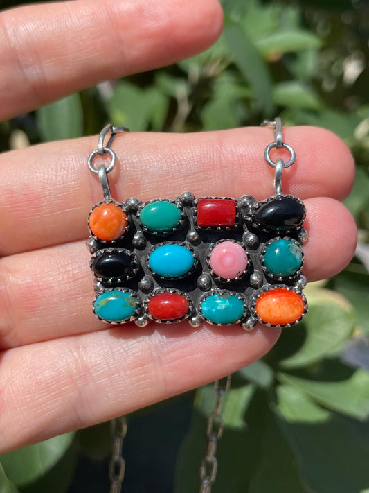 Multi Stone Necklace | 925 Sterling Silver D131