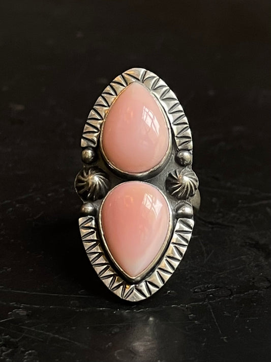 Pink Conch Ring Size 7 | 925 Sterling Silver G168