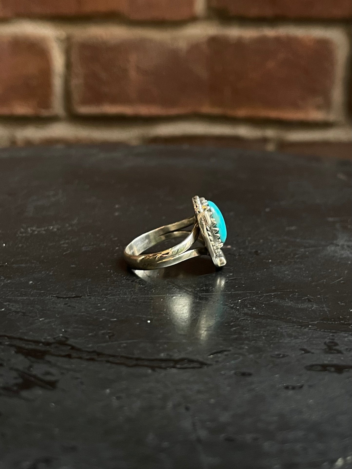 Kingman Turquoise Horse Shoe Ring Size 8 | 925 Sterling Silver Southwest E173