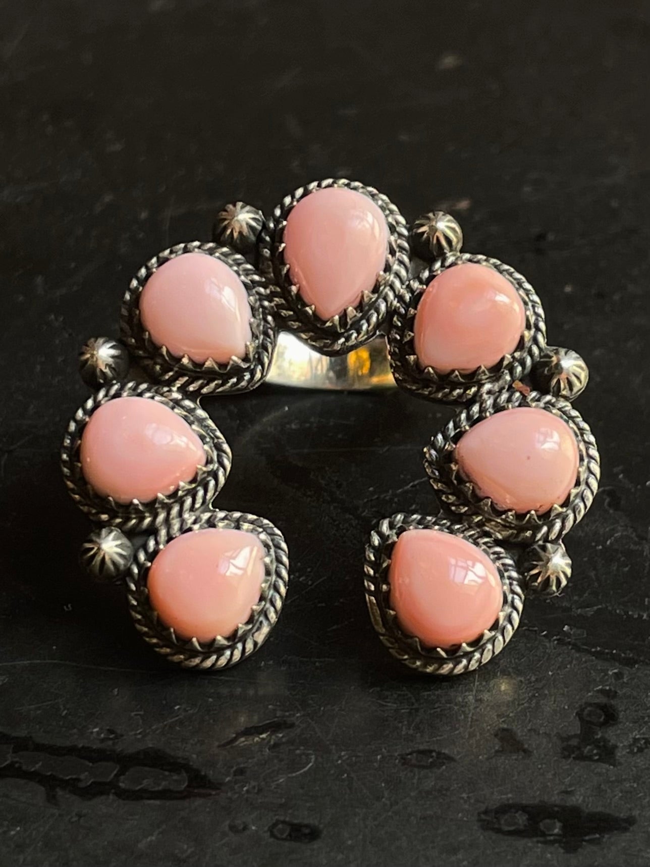 Pink Conch Naja Ring Size 8 | 925 Sterling Silver E985