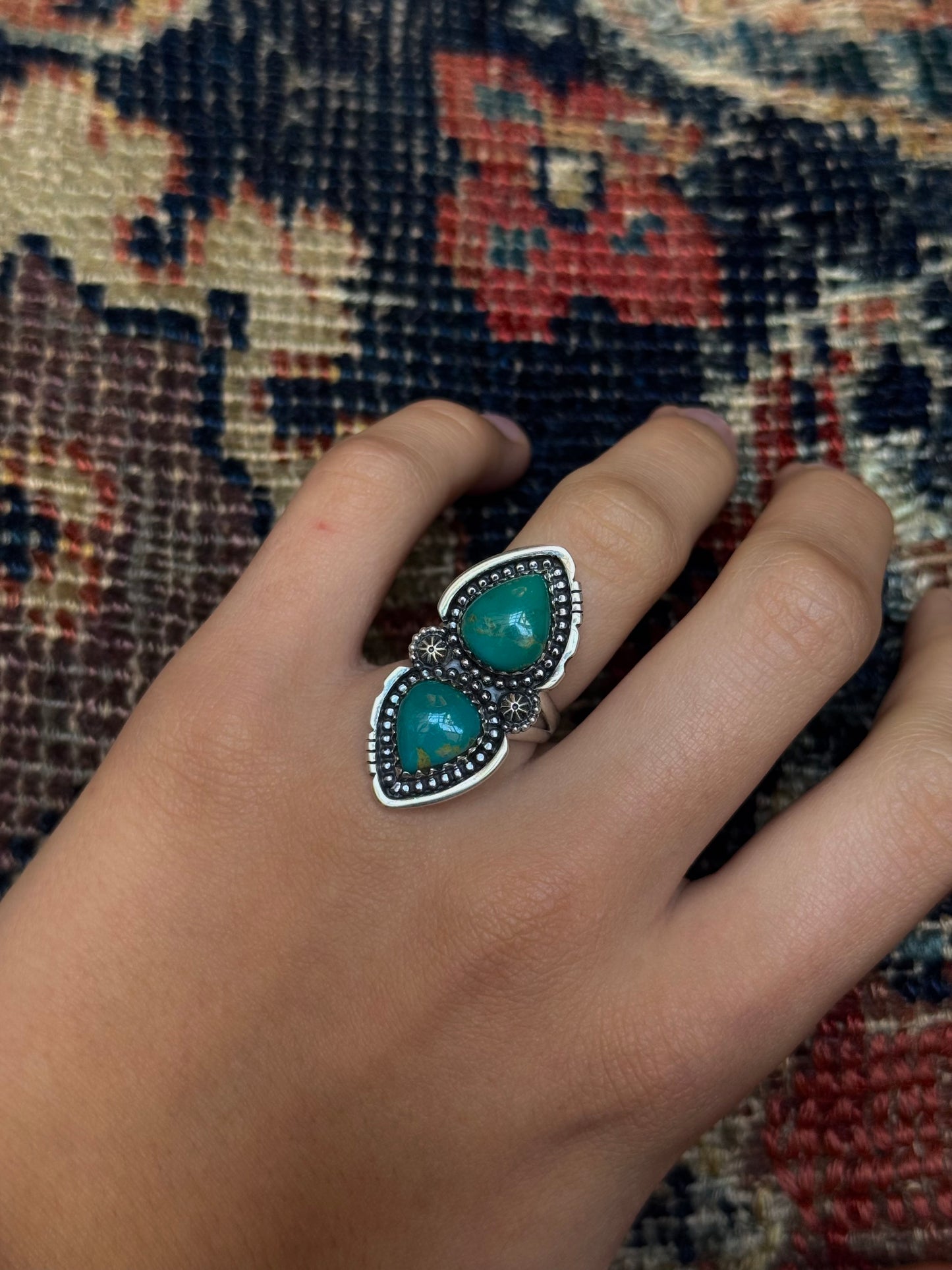 Turquoise Teardrop Ring | Sterling Silver | Size 6 | A904