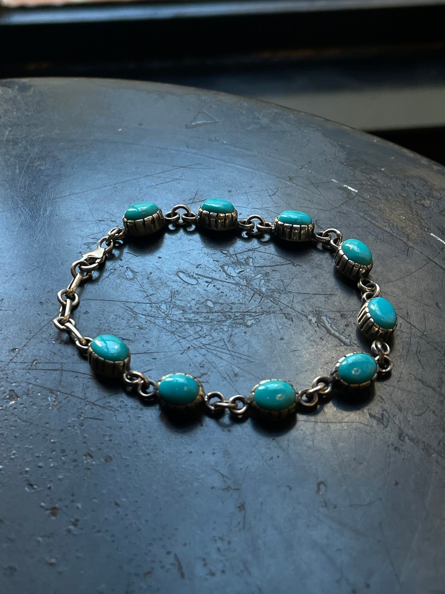 Kingman Turquoise Link Bracelet | Sterling Silver E837