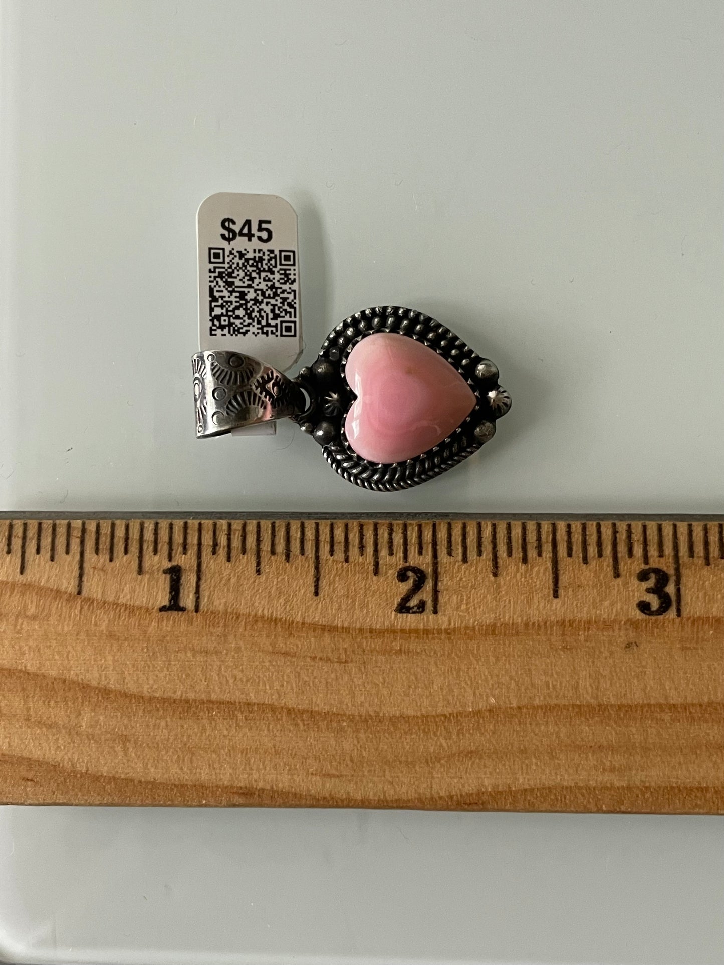 Pink Conch Heart Pendant | Sterling Silver | A653