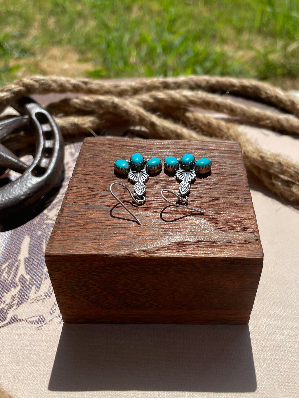 Turquoise Cluster Dangle Earrings | 925 Sterling Silver G709