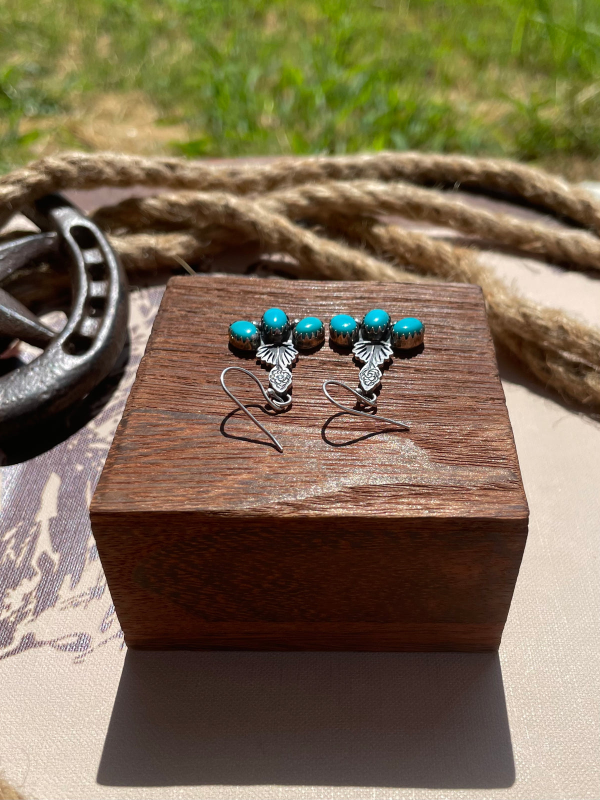 Turquoise Cluster Dangle Earrings | 925 Sterling Silver G709