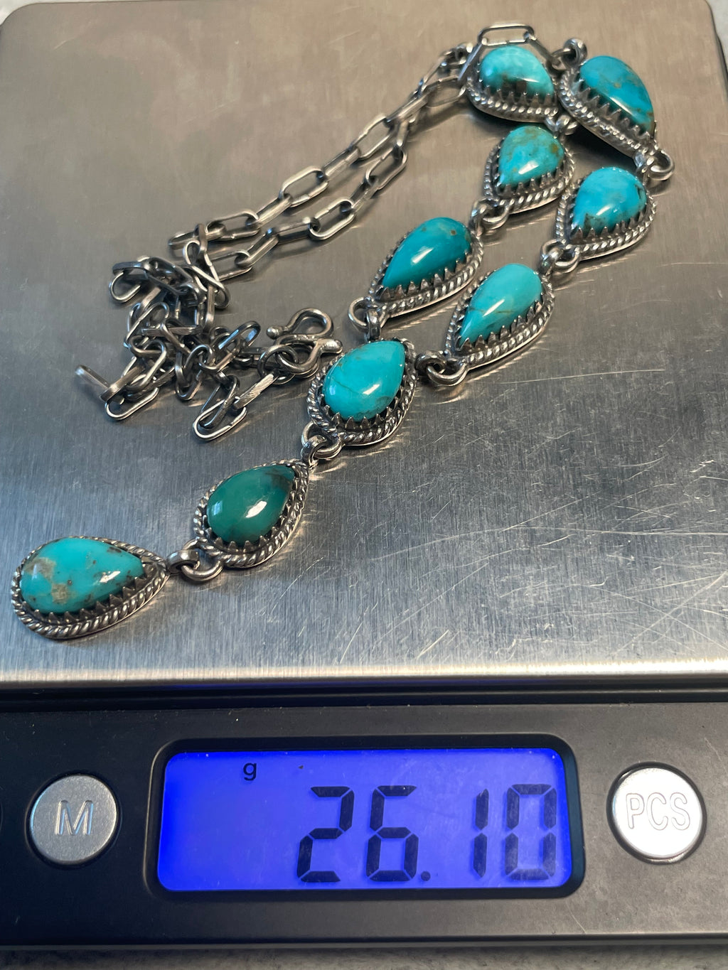Kingman Turquoise Lariat Necklace | 925 Sterling Silver D226