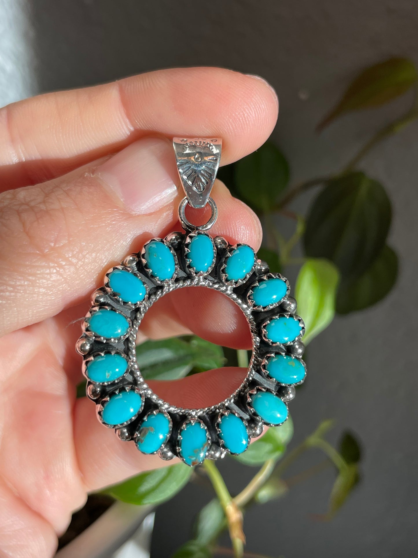 Turquoise Circle Pendant | Sterling Silver 925 B824