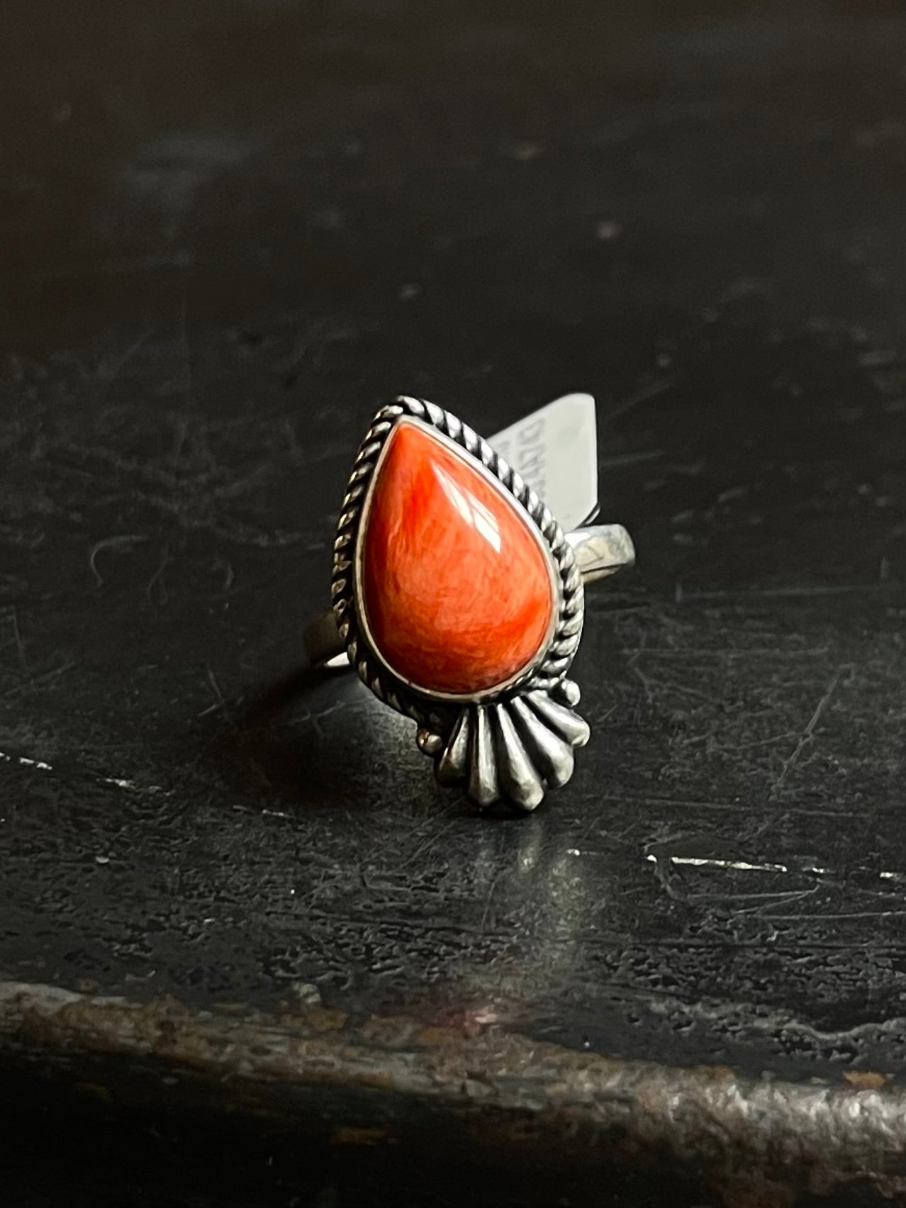 Spiny Oyster Teardrop Ring | Sterling Silver | Size 7 | A743