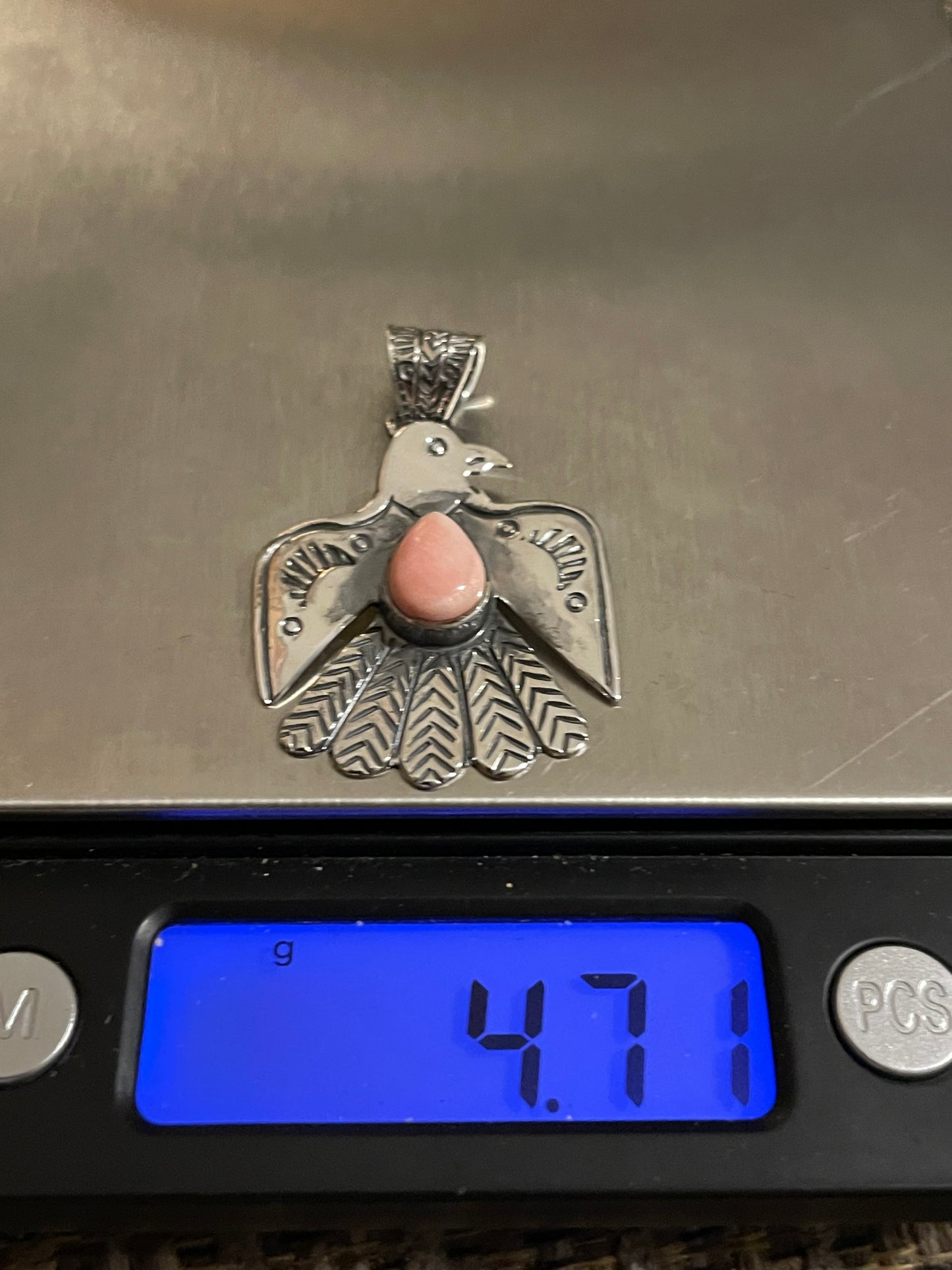 Pink Conch Thunderbird Pendant | Sterling Silver 925 B819