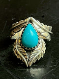 Kingman Turquoise Feather Ring Size 8 | 925 Sterling Silver G503