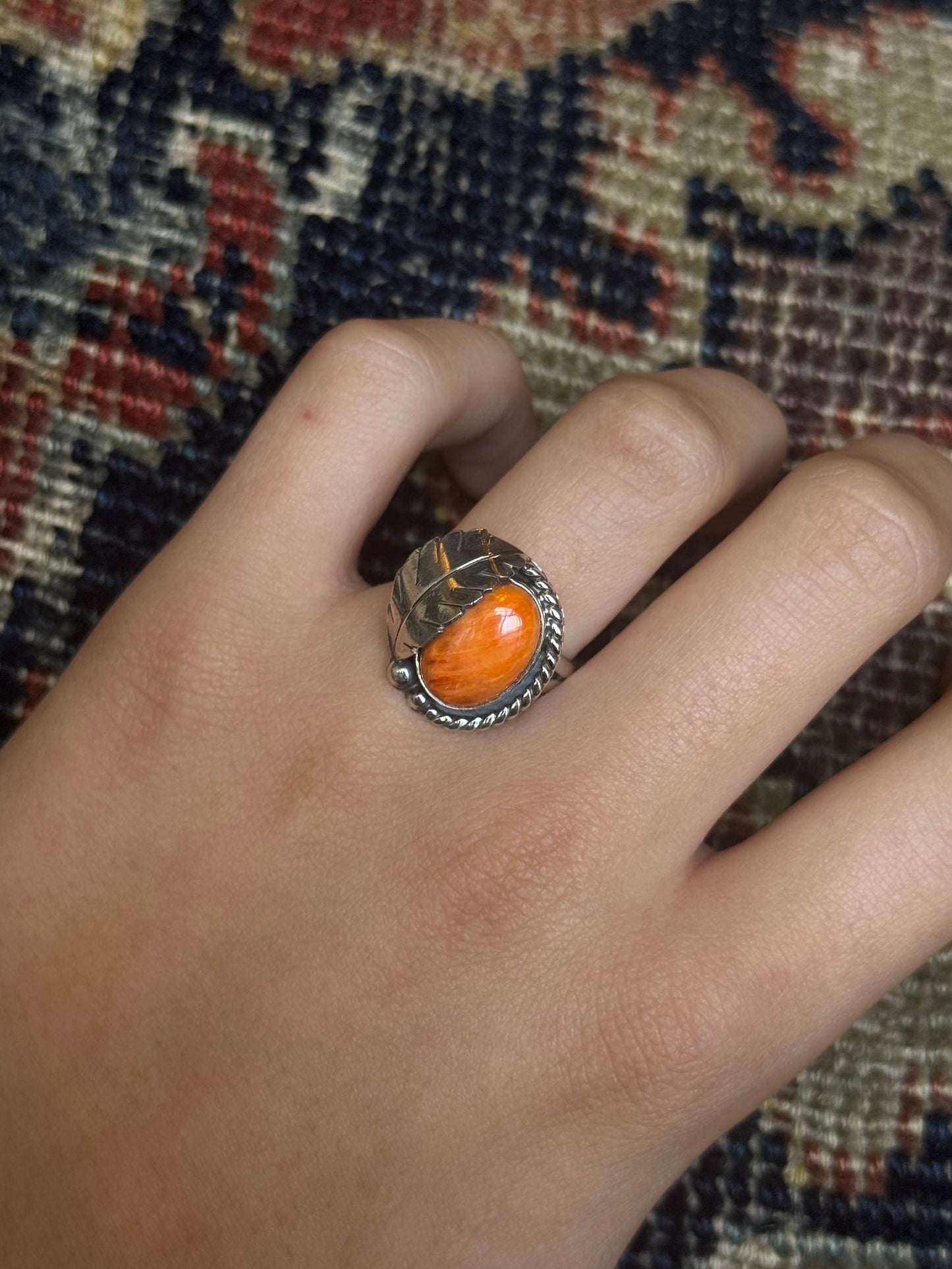 Spiny Oyster Leaf Ring | 925 Sterling Silver | Size 9 C220