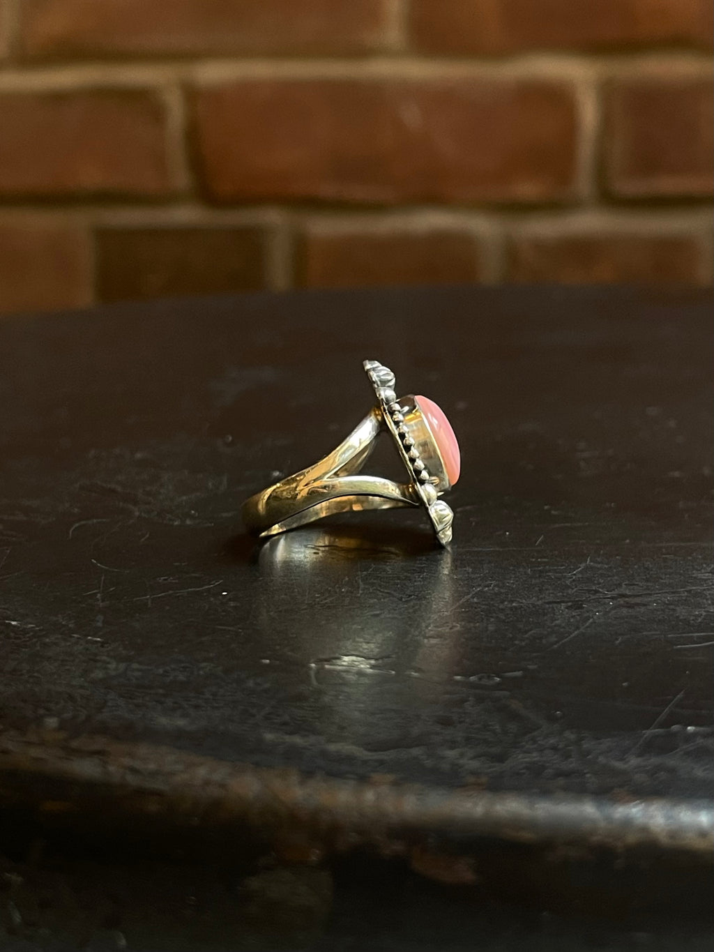 Pink Conch Circle Ring Size 6 | Sterling Silver E913
