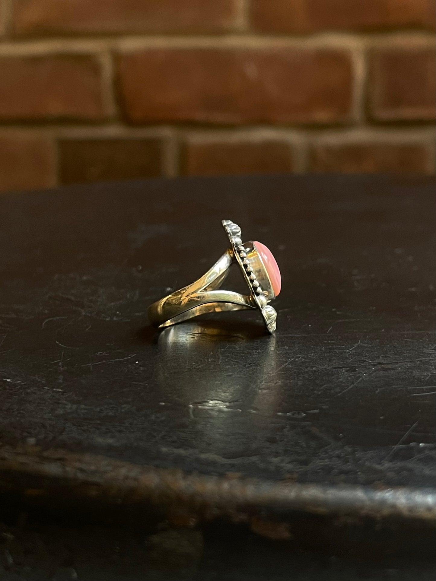 Pink Conch Circle Ring Size 6 | Sterling Silver E913