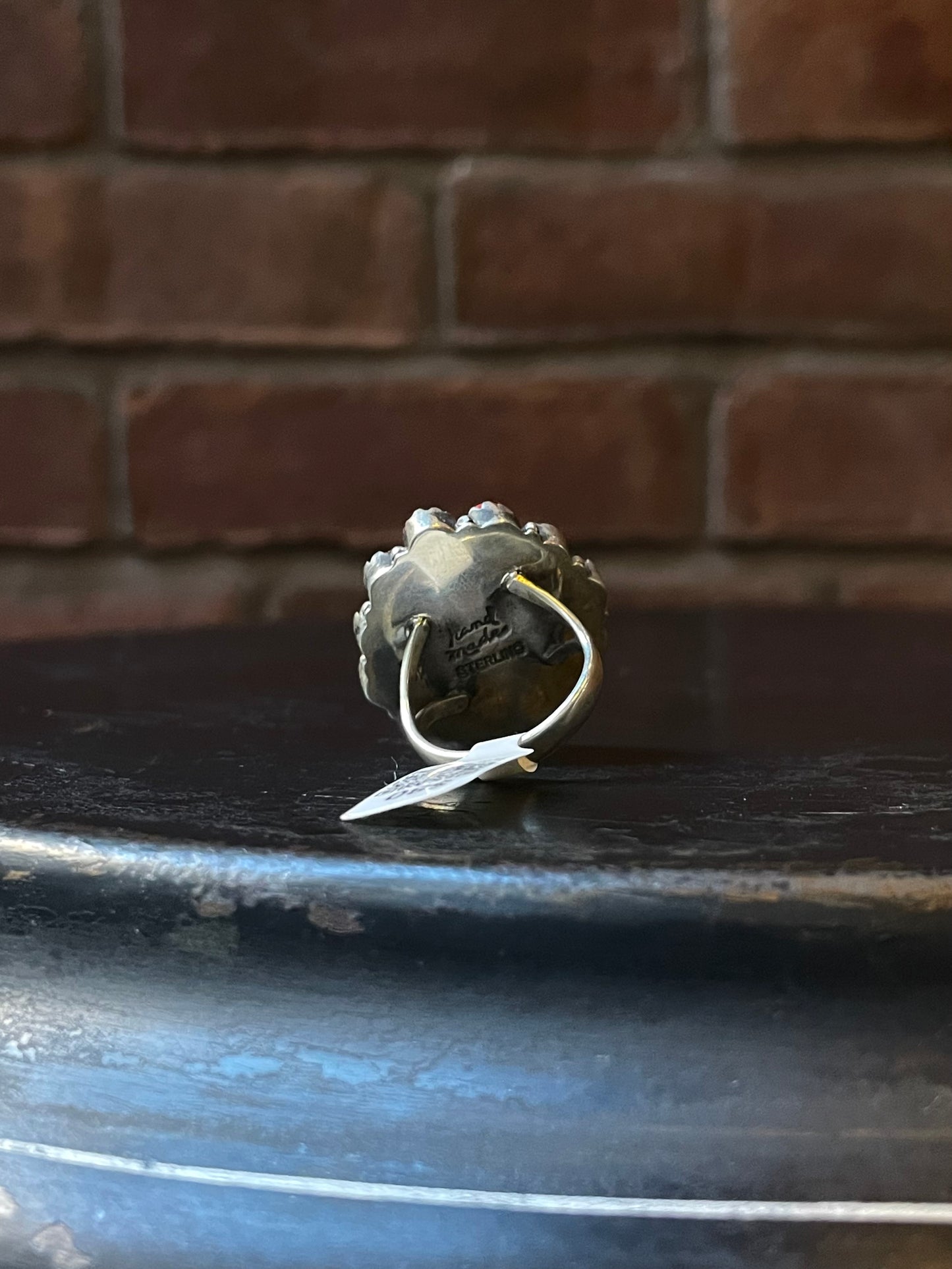 Coral Cluster Ring with Kingman Turquoise | Sterling Silver | Size 7 | A197