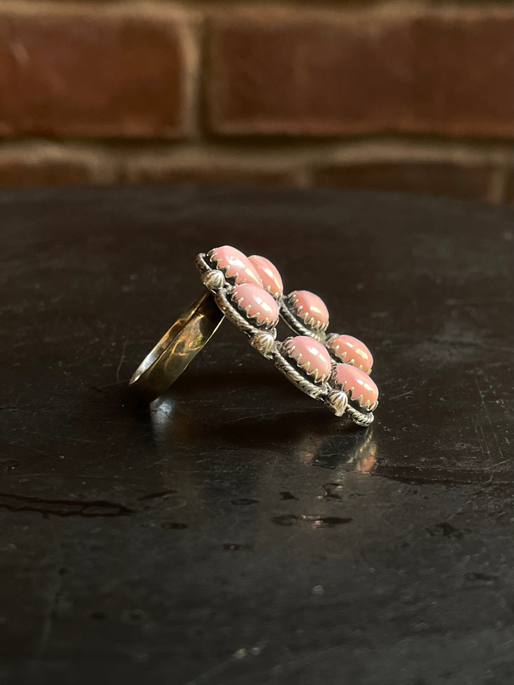 Pink Conch Naja Ring Size 8 | 925 Sterling Silver E985