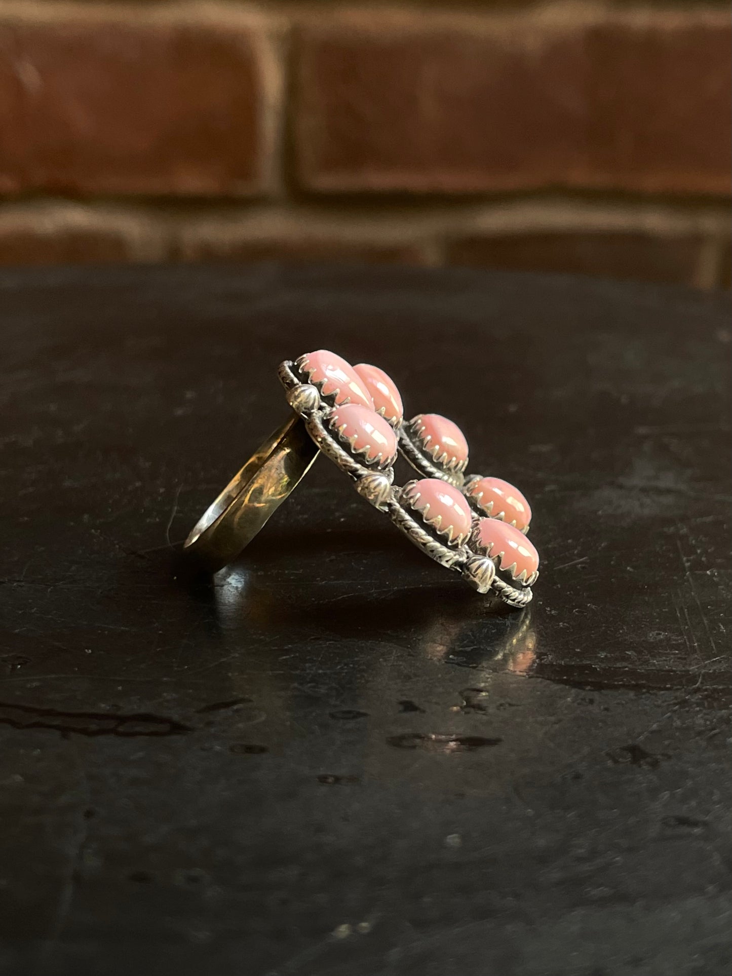 Pink Conch Naja Ring Size 8 | 925 Sterling Silver E985