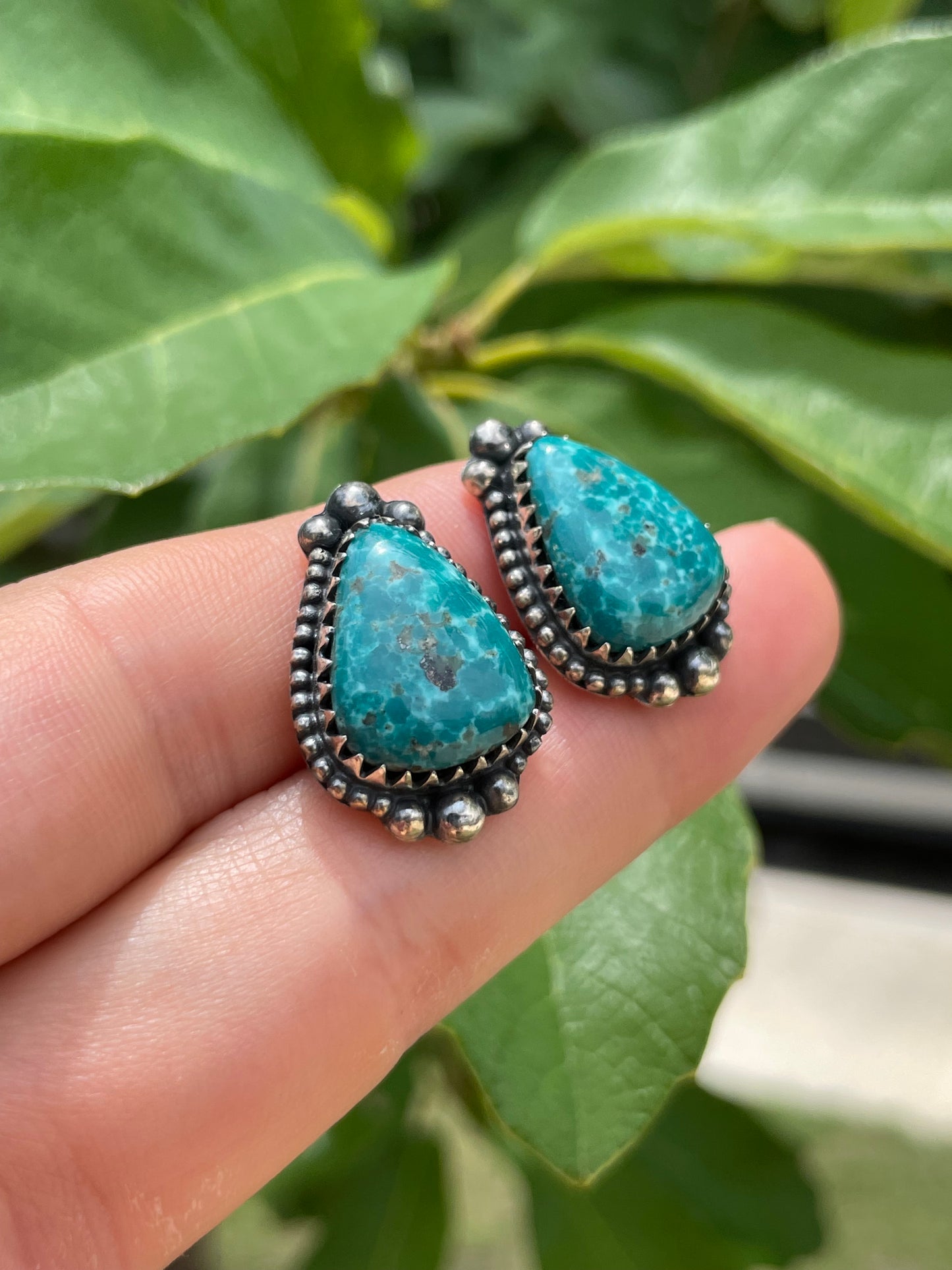 Kingman Turquoise Stud Earrings | 925 Sterling Silver D189