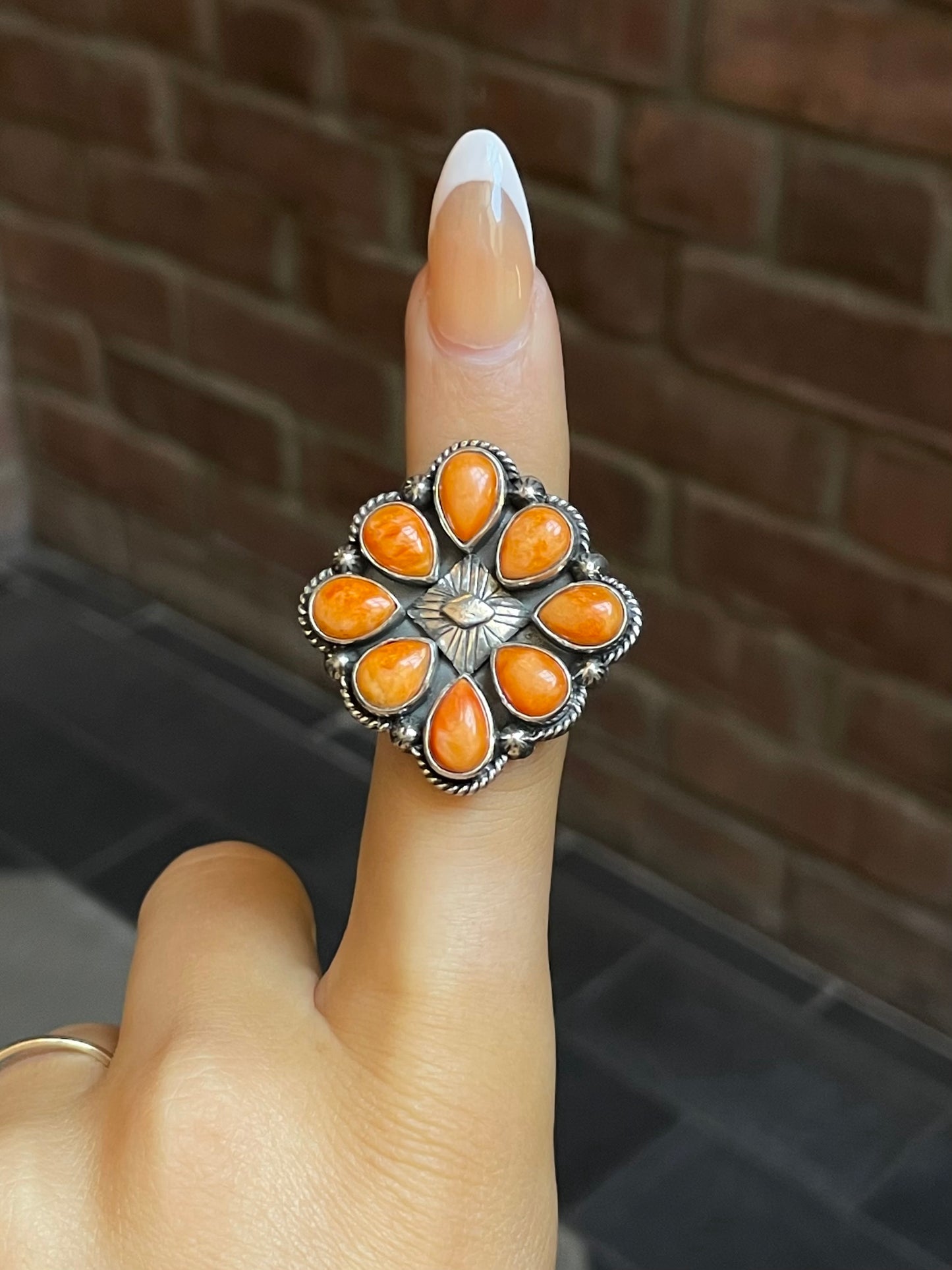 Spiny Oyster Cluster Ring Size 7 | Sterling Silver E845