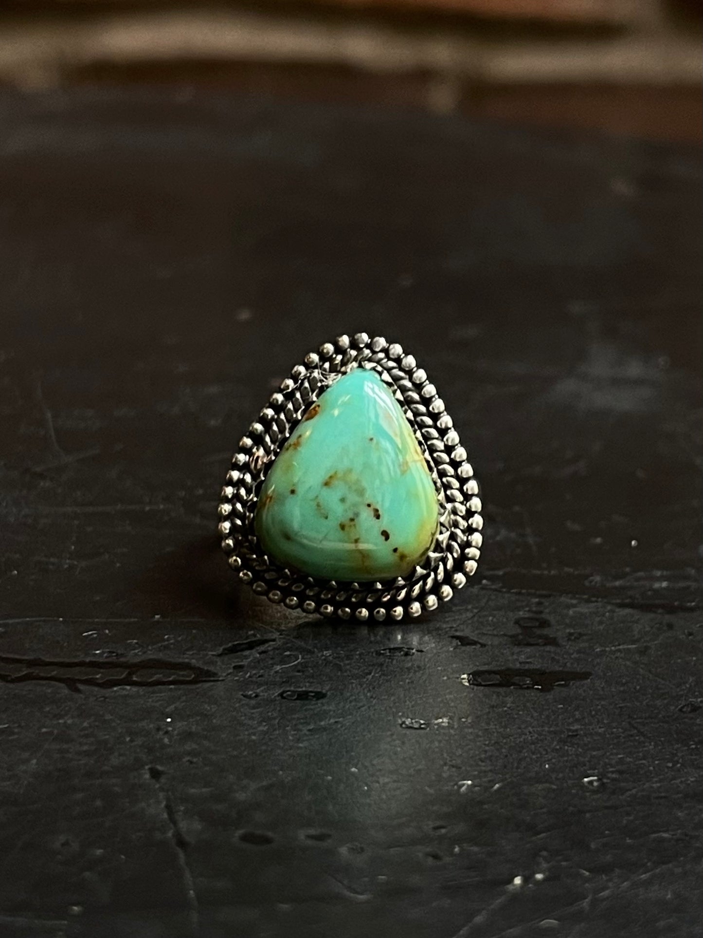 Kingman Turquoise Teardrop Ring Size 6 | 925 Sterling Silver Southwest E123