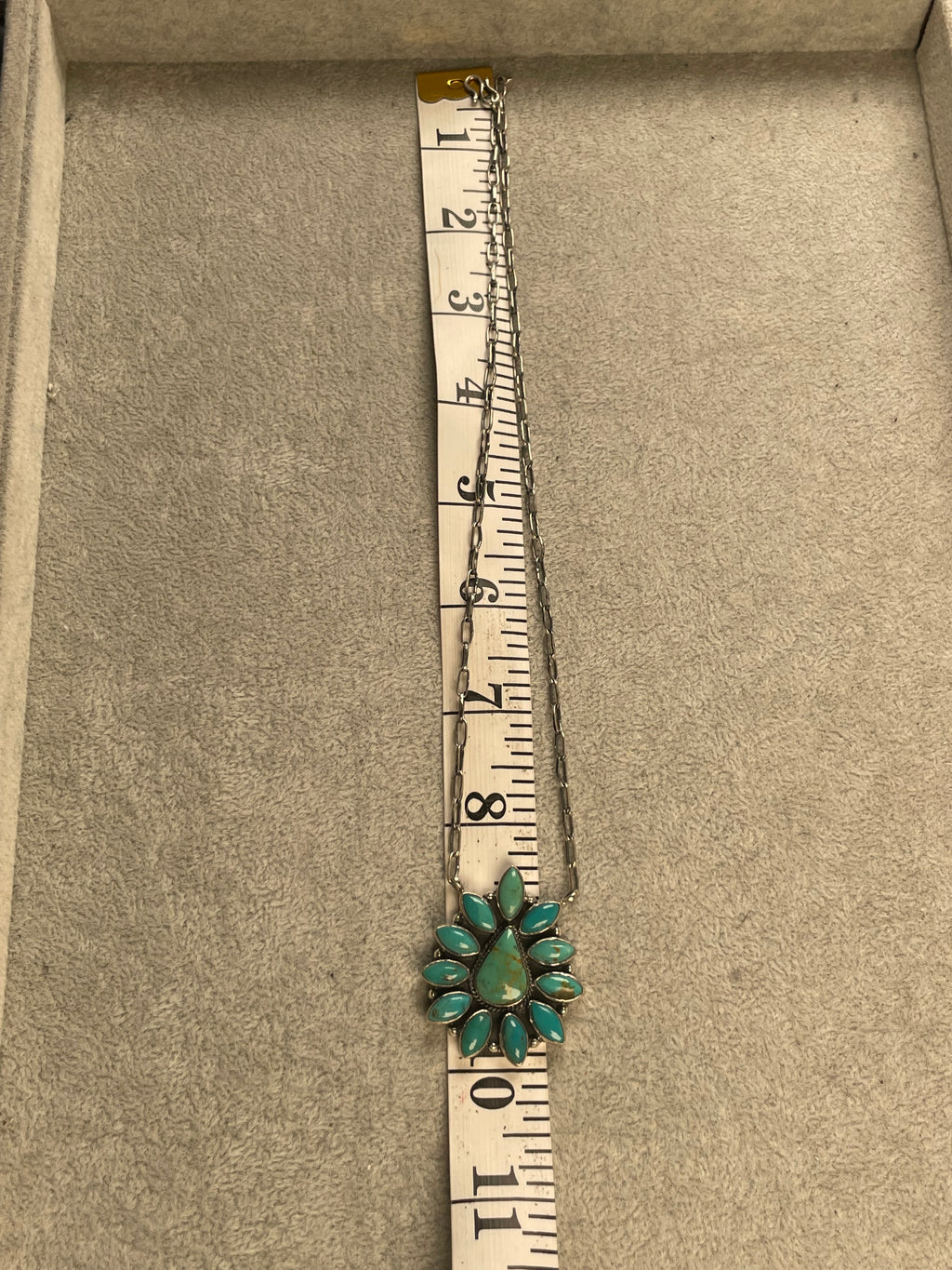Turquoise Cluster Necklace | 925 Sterling Silver D164