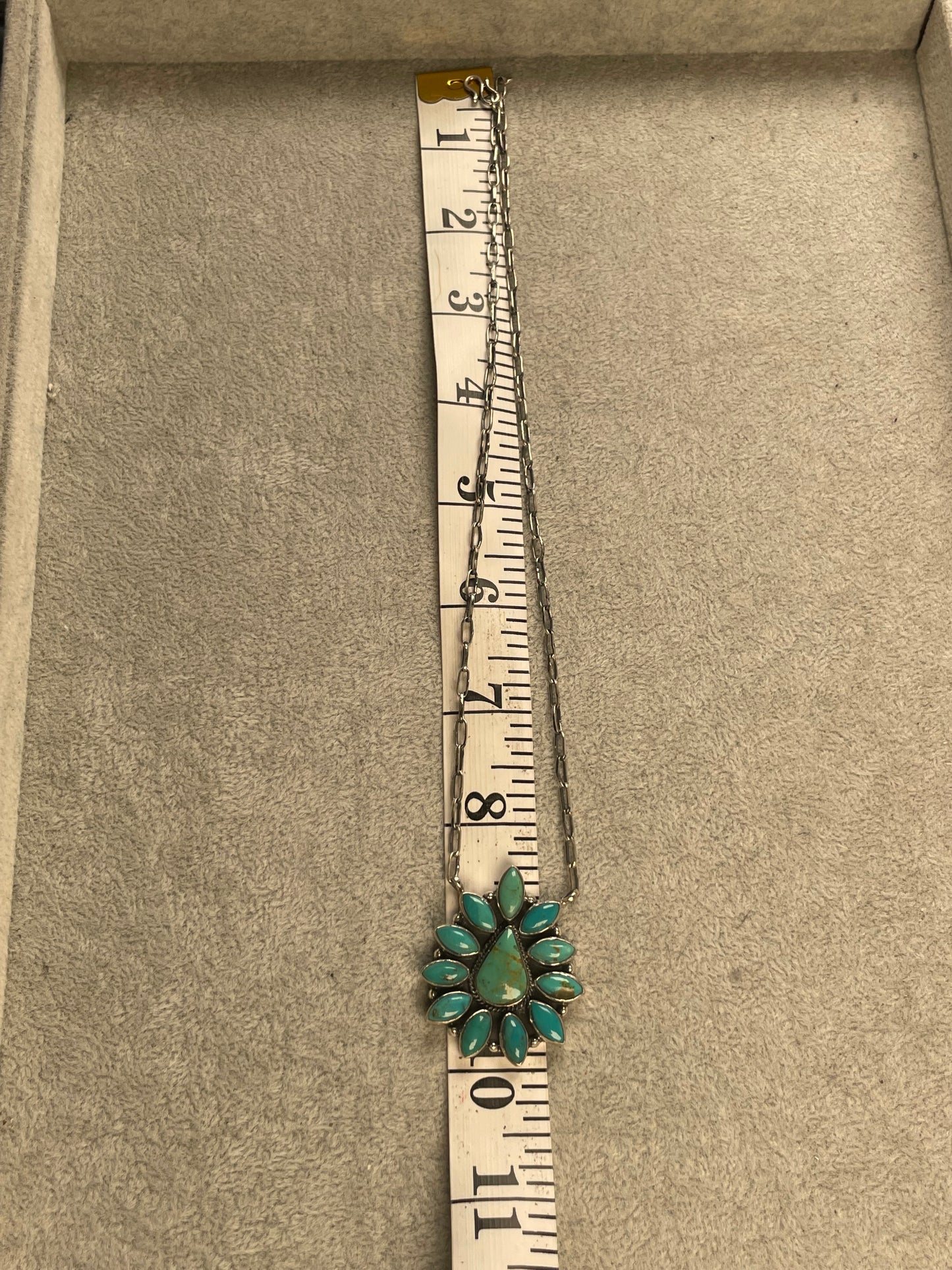 Turquoise Cluster Necklace | 925 Sterling Silver D164