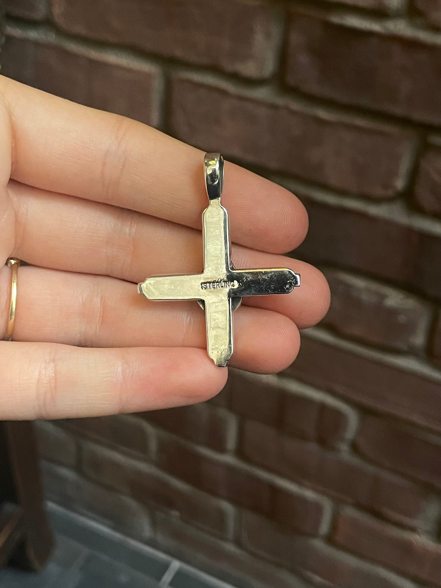 Pink Conch Cross Pendant | Sterling Silver 925 C692