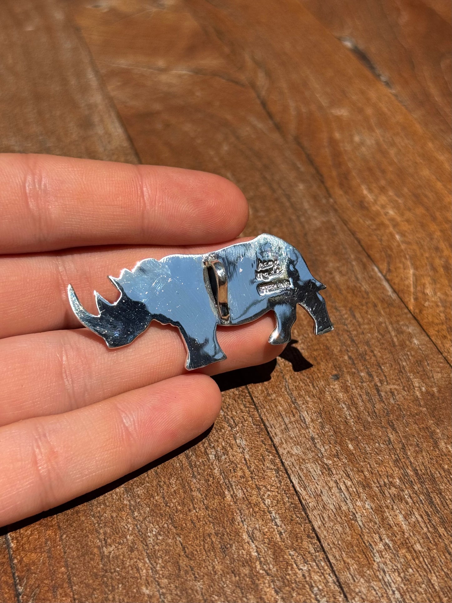 Turquoise Rhinoceros Pendant | 925 Sterling Silver A594